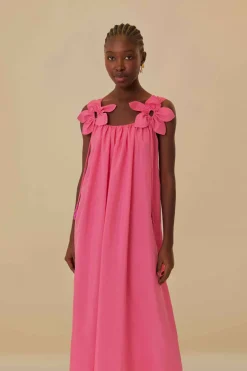 FARM Rio Robes Midi<Robe midi rose sans manches à détails floraux