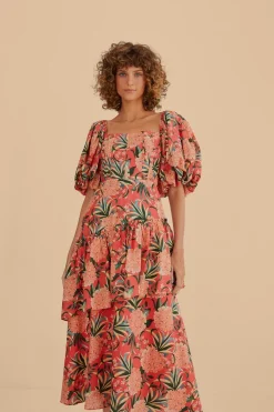 FARM Rio Robes Midi<Robe midi rouge à découpes Pineapple Bloom