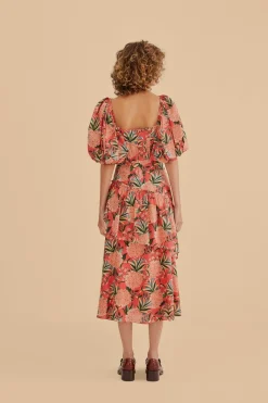 FARM Rio Robes Midi<Robe midi rouge à découpes Pineapple Bloom
