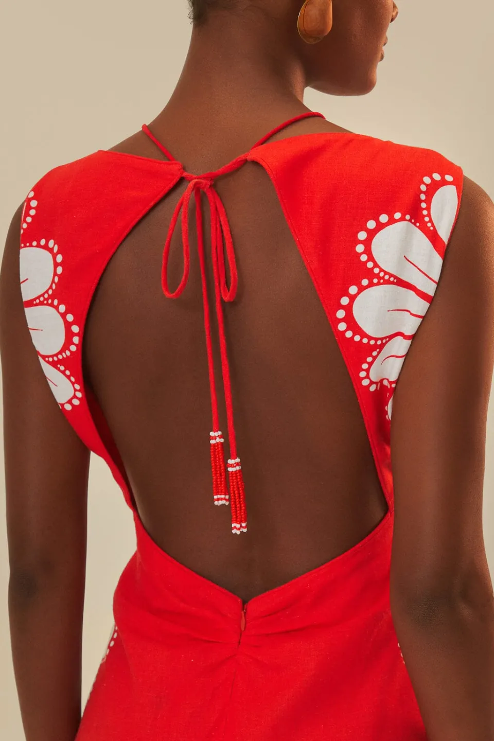 FARM Rio Robes Midi<Robe midi rouge Ainika Shell LENZING™ ECOVERO™ Euroflax™