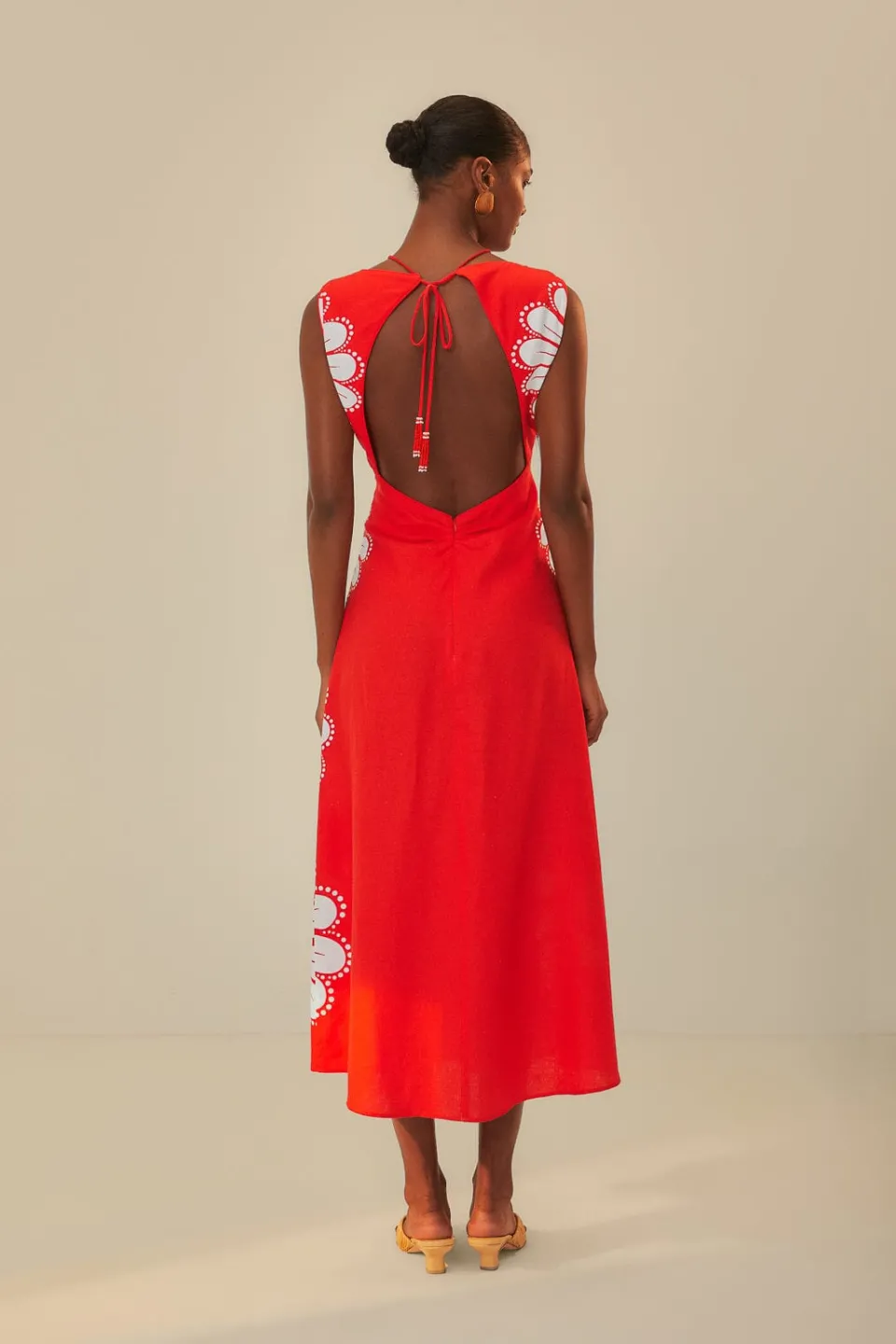 FARM Rio Robes Midi<Robe midi rouge Ainika Shell LENZING™ ECOVERO™ Euroflax™