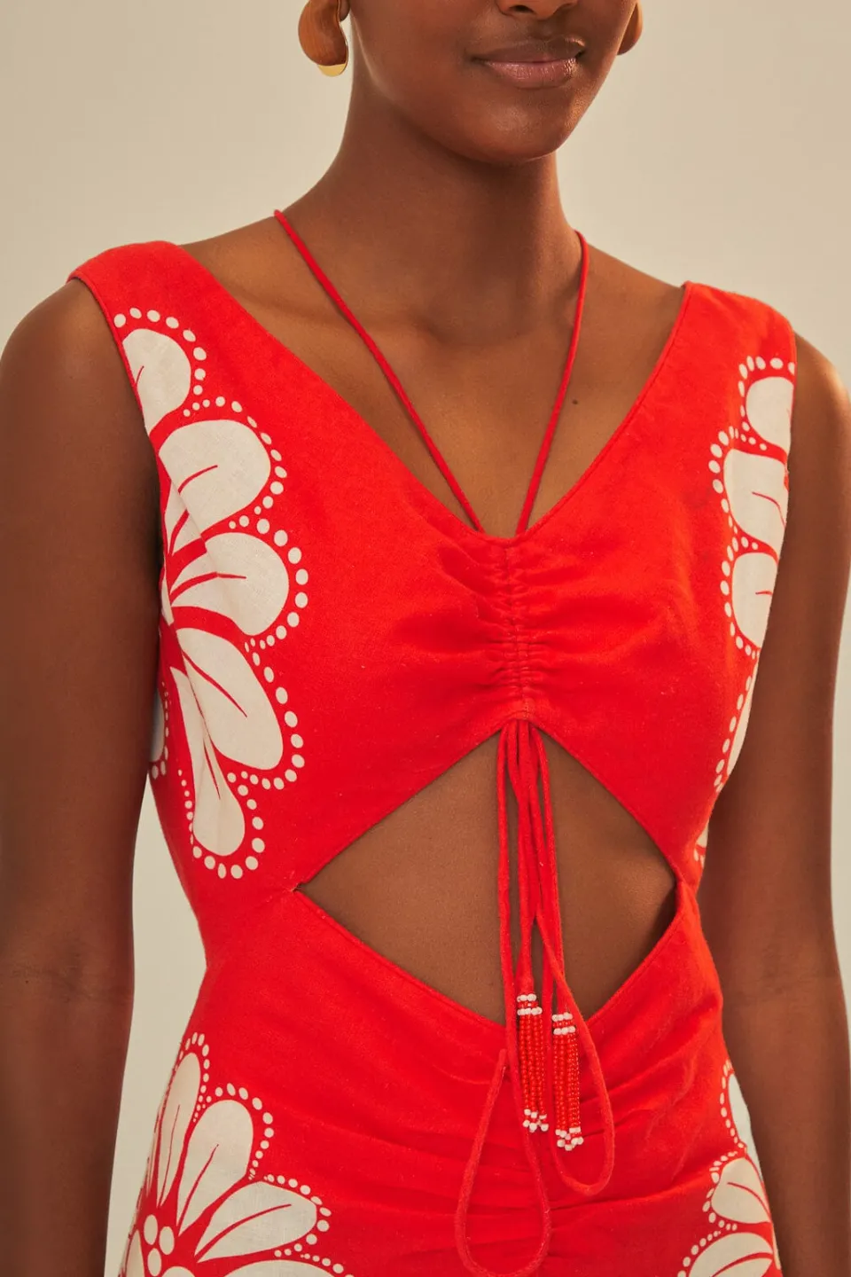 FARM Rio Robes Midi<Robe midi rouge Ainika Shell LENZING™ ECOVERO™ Euroflax™