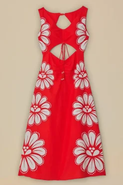 FARM Rio Robes Midi<Robe midi rouge Ainika Shell LENZING™ ECOVERO™ Euroflax™