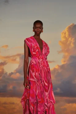 FARM Rio Robes Midi<Robe midi rouge Endless Summer à col en V