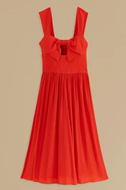 FARM Rio Robes Midi<Robe midi rouge sans manches avec nœud