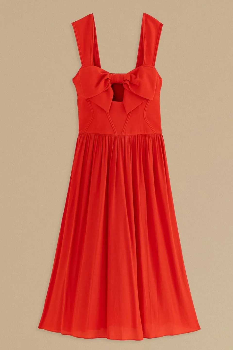 FARM Rio Robes Midi<Robe midi rouge sans manches avec nœud