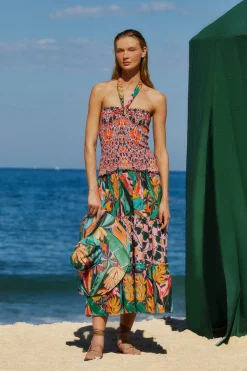 FARM Rio Robes Midi<Robe midi sans manches avec foulard Ivy à cœurs mélangés