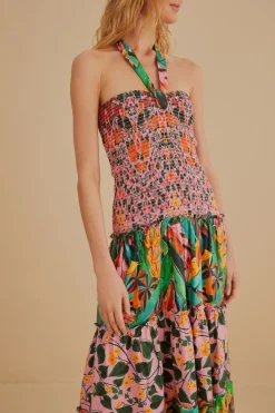 FARM Rio  Robes Midi<Robe midi sans manches avec foulard Ivy à cœurs mélangés