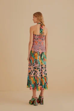 FARM Rio Robes Midi<Robe midi sans manches avec foulard Ivy à cœurs mélangés