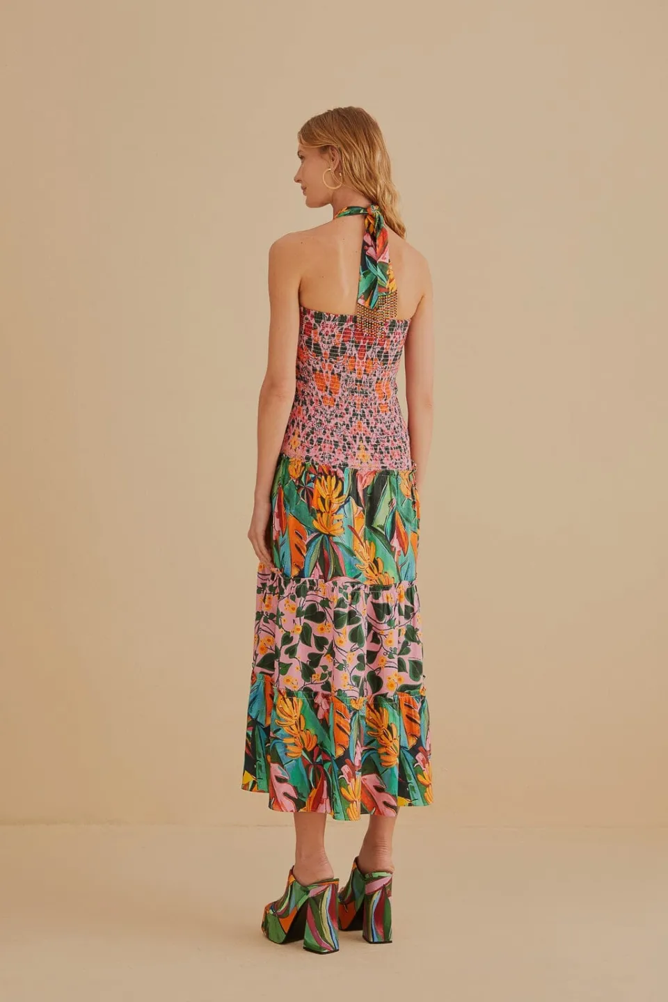FARM Rio Robes Midi<Robe midi sans manches avec foulard Ivy à cœurs mélangés