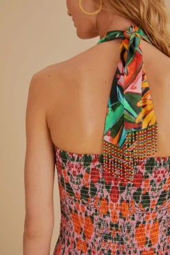 FARM Rio Robes Midi<Robe midi sans manches avec foulard Ivy à cœurs mélangés