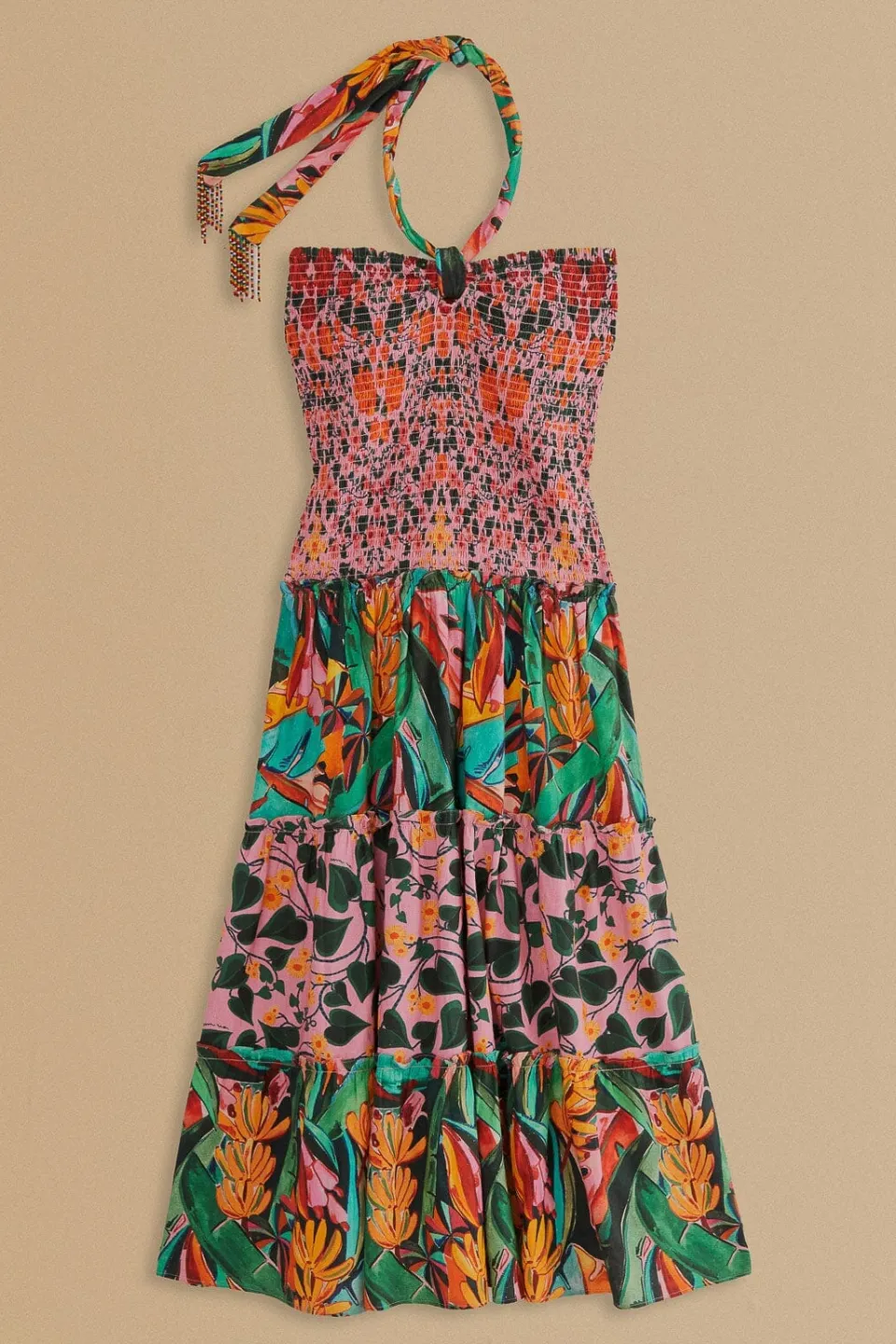 FARM Rio Robes Midi<Robe midi sans manches avec foulard Ivy à cœurs mélangés