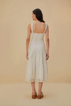 FARM Rio Robes Midi<Robe midi sans manches Richelieu blanche