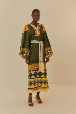 FARM Rio Robes Midi<Robe midi verte Creation à manches longues