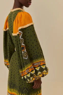 FARM Rio Robes Midi<Robe midi verte Creation à manches longues