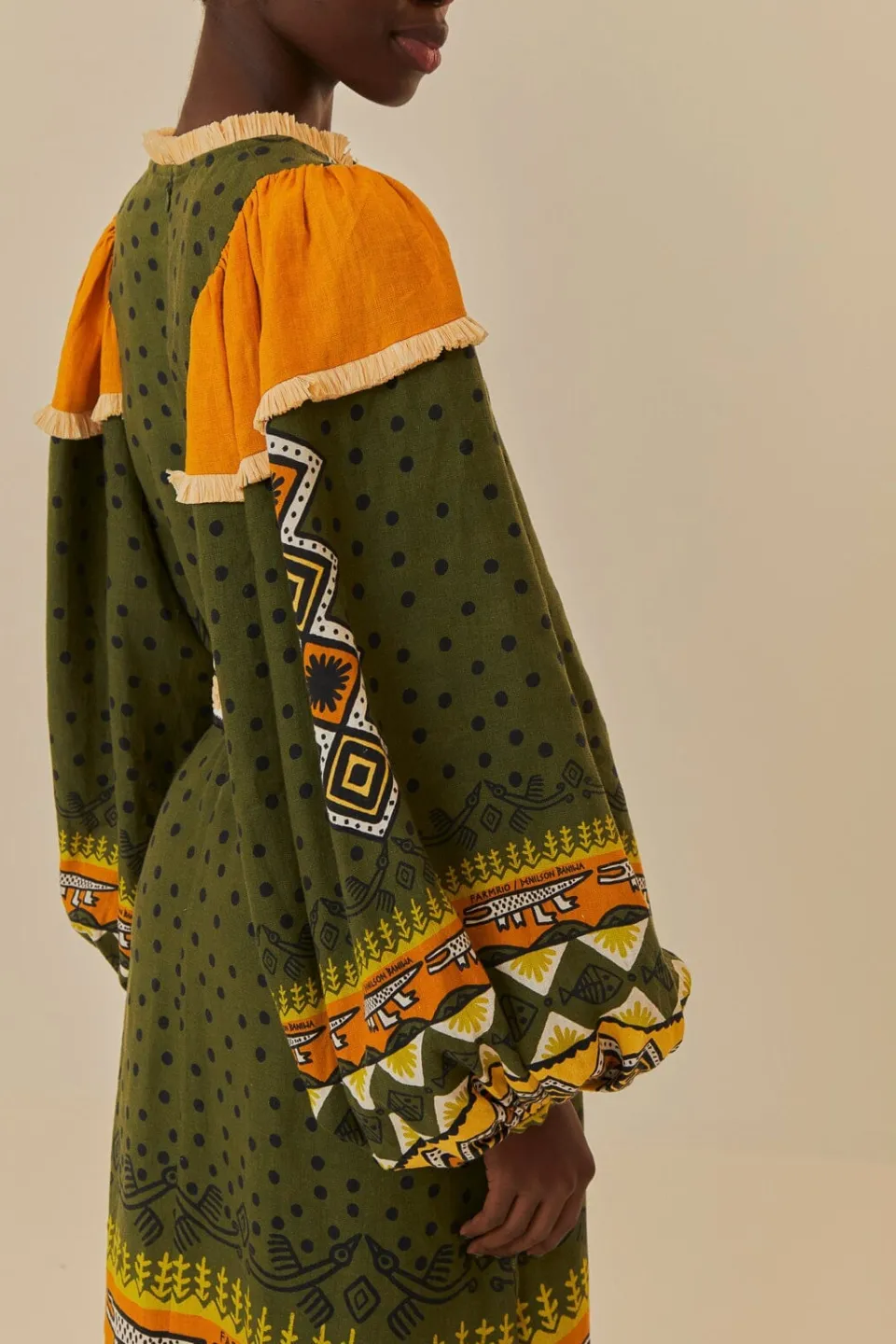 FARM Rio Robes Midi<Robe midi verte Creation à manches longues