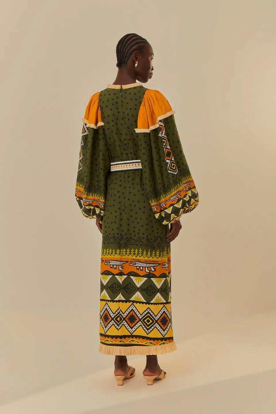 FARM Rio Robes Midi<Robe midi verte Creation à manches longues