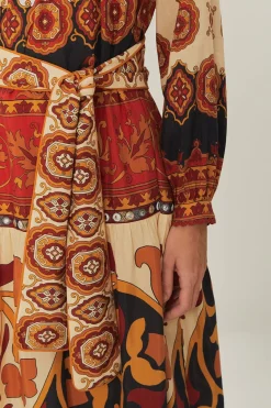 FARM Rio Robes Midi<Robe mi-longue à carreaux Ainika couleur crème
