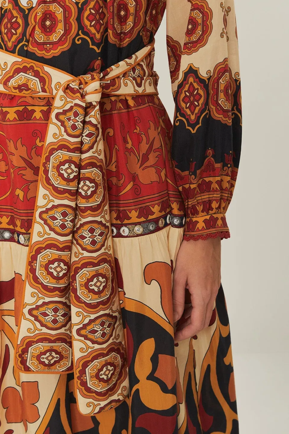FARM Rio Robes Midi<Robe mi-longue à carreaux Ainika couleur crème