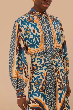 FARM Rio Robes Midi<Robe mi-longue à imprimé toucans et foulard sable