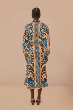 FARM Rio  Robes Midi<Robe mi-longue à imprimé toucans et foulard sable