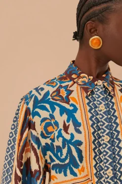 FARM Rio Robes Midi<Robe mi-longue à imprimé toucans et foulard sable