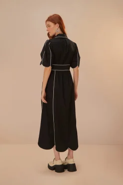 FARM Rio Robes Midi<Robe mi-longue à manches courtes noire et blanche
