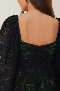 FARM Rio  Robes Midi<Robe mi-longue à manches longues en dentelle noire