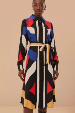FARM Rio Robes Midi<Robe mi-longue à rayures multicolores Amanda en viscose LENZING™ ECOVE