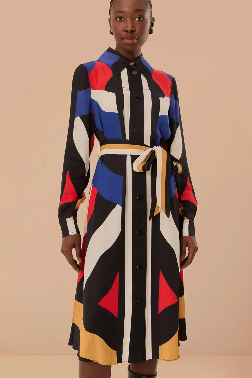 FARM Rio Robes Midi<Robe mi-longue à rayures multicolores Amanda en viscose LENZING™ ECOVE