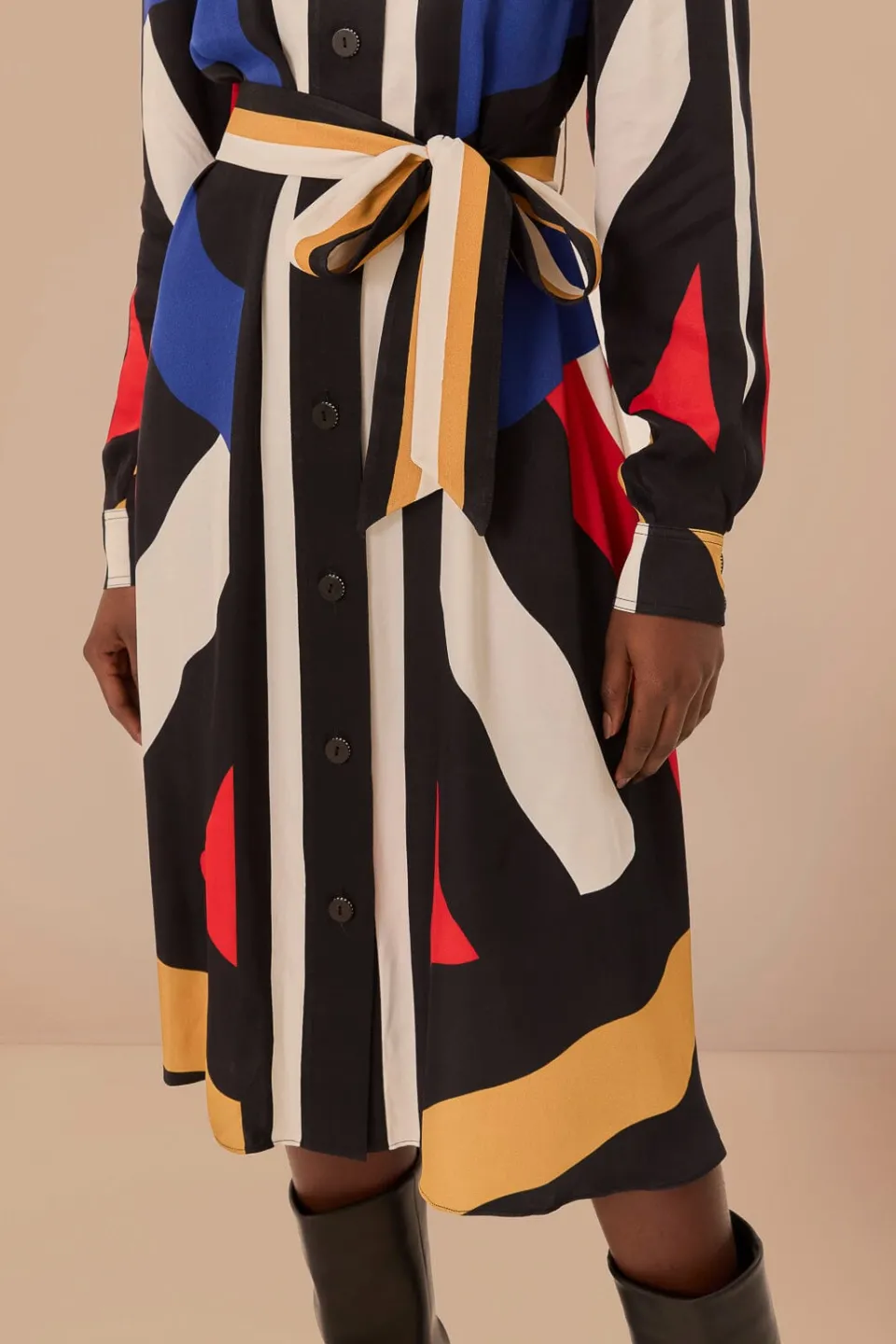 FARM Rio Robes Midi<Robe mi-longue à rayures multicolores Amanda en viscose LENZING™ ECOVE