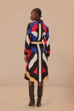 FARM Rio Robes Midi<Robe mi-longue à rayures multicolores Amanda en viscose LENZING™ ECOVE