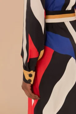 FARM Rio Robes Midi<Robe mi-longue à rayures multicolores Amanda en viscose LENZING™ ECOVE