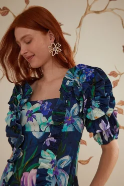 FARM Rio Robes Midi<Robe mi-longue à volants et manches courtes Floraline