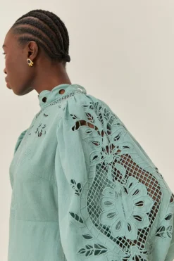 FARM Rio Robes Midi<Robe mi-longue bleue à manches longues