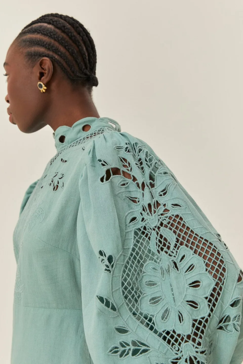 FARM Rio Robes Midi<Robe mi-longue bleue à manches longues