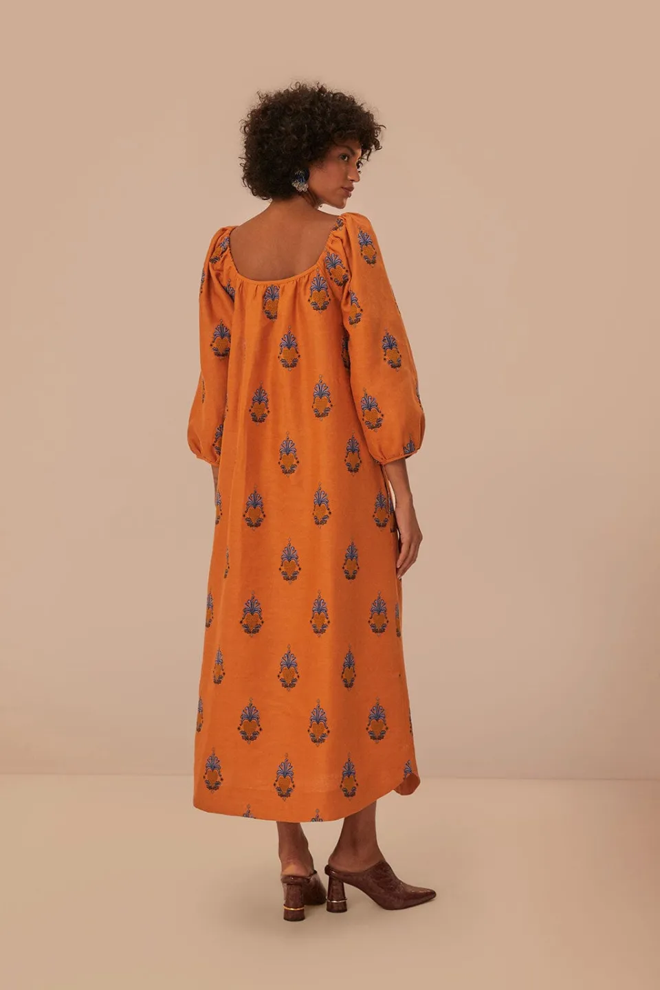FARM Rio Robes Midi<Robe mi-longue brodée jaune