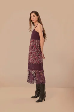 FARM Rio  Robes Midi<Robe mi-longue en dentelle brodée violette Chelsea Garden
