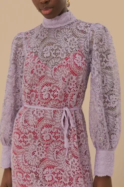 FARM Rio Robes Midi<Robe mi-longue en dentelle lilas