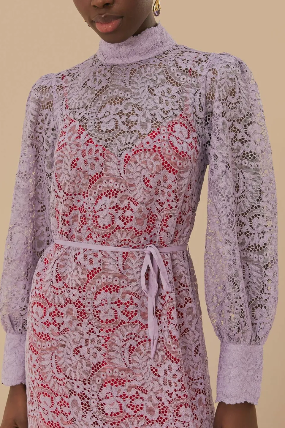 FARM Rio Robes Midi<Robe mi-longue en dentelle lilas