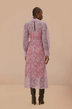 FARM Rio Robes Midi<Robe mi-longue en dentelle lilas