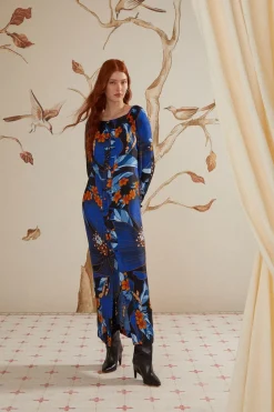 FARM Rio Robes Midi<Robe mi-longue en viscose LENZING™ ECOVERO™ à motif floral Pietra noir