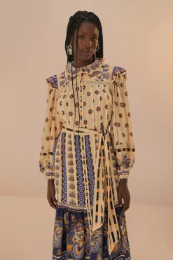 FARM Rio Robes Midi<Robe mi-longue fleurie Ainika couleur crème