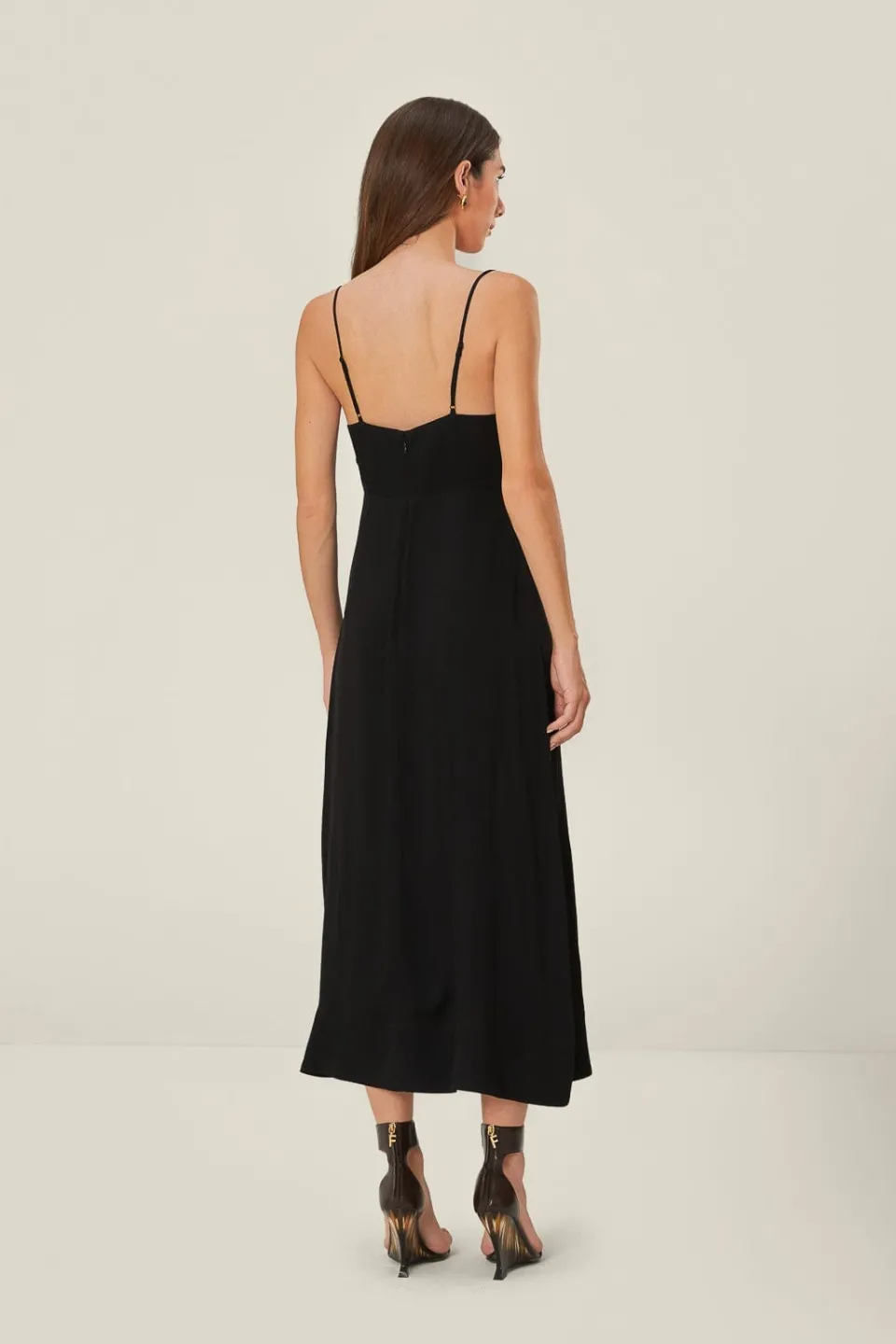 FARM Rio Robes Midi<Robe mi-longue noire à buste fleuri
