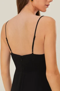 FARM Rio Robes Midi<Robe mi-longue noire à buste fleuri