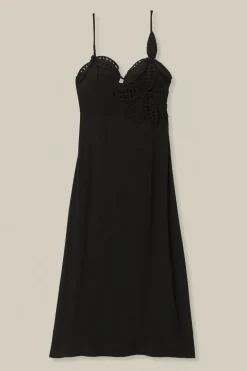 FARM Rio Robes Midi<Robe mi-longue noire à buste fleuri