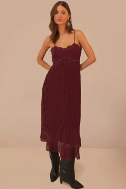 FARM Rio  Robes Midi<Robe mi-longue sans manches en dentelle violette