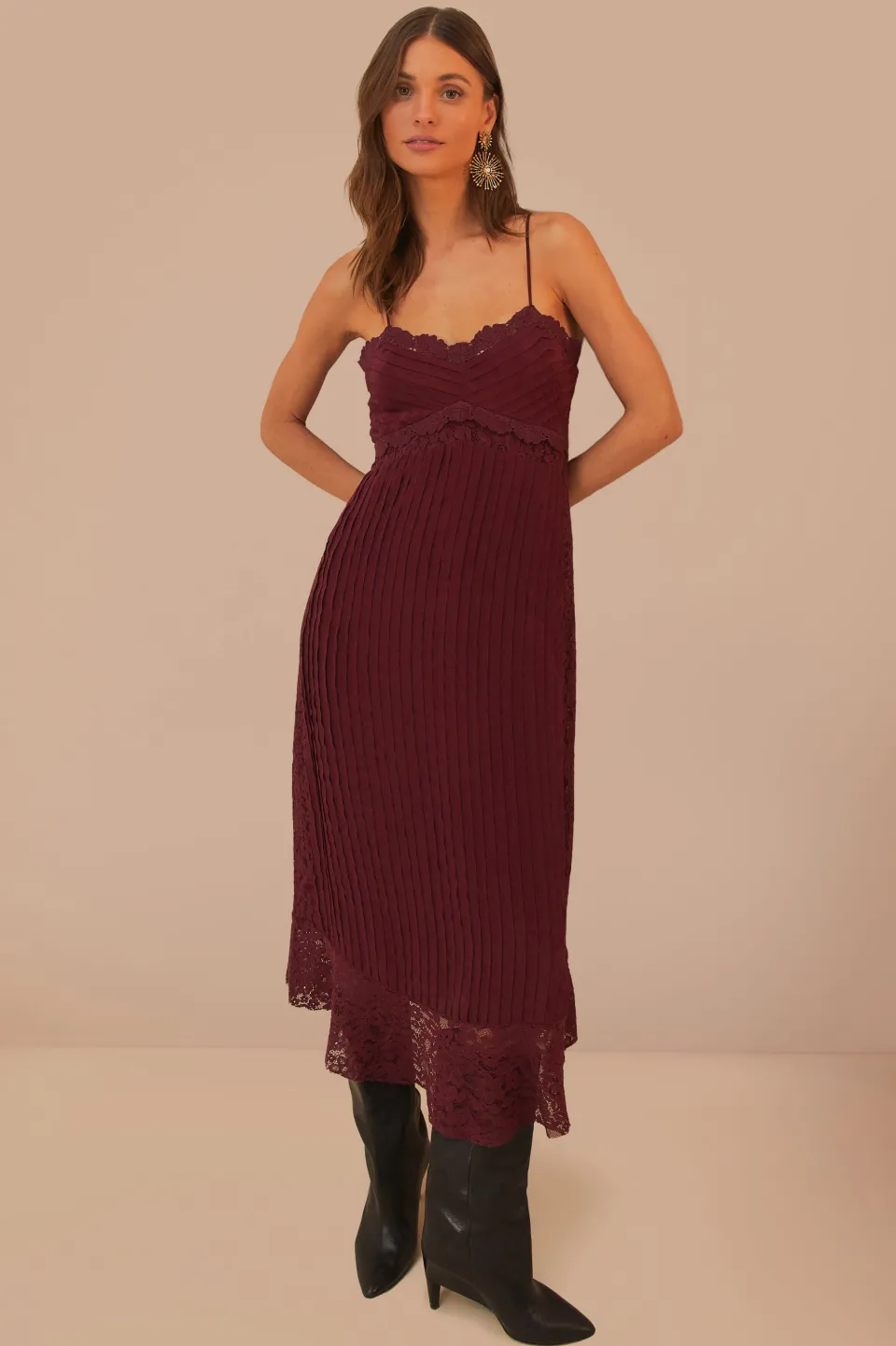 FARM Rio Robes Midi<Robe mi-longue sans manches en dentelle violette