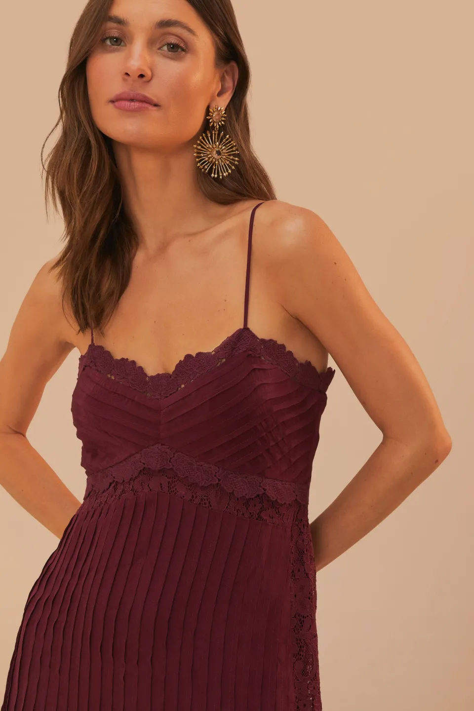 FARM Rio Robes Midi<Robe mi-longue sans manches en dentelle violette