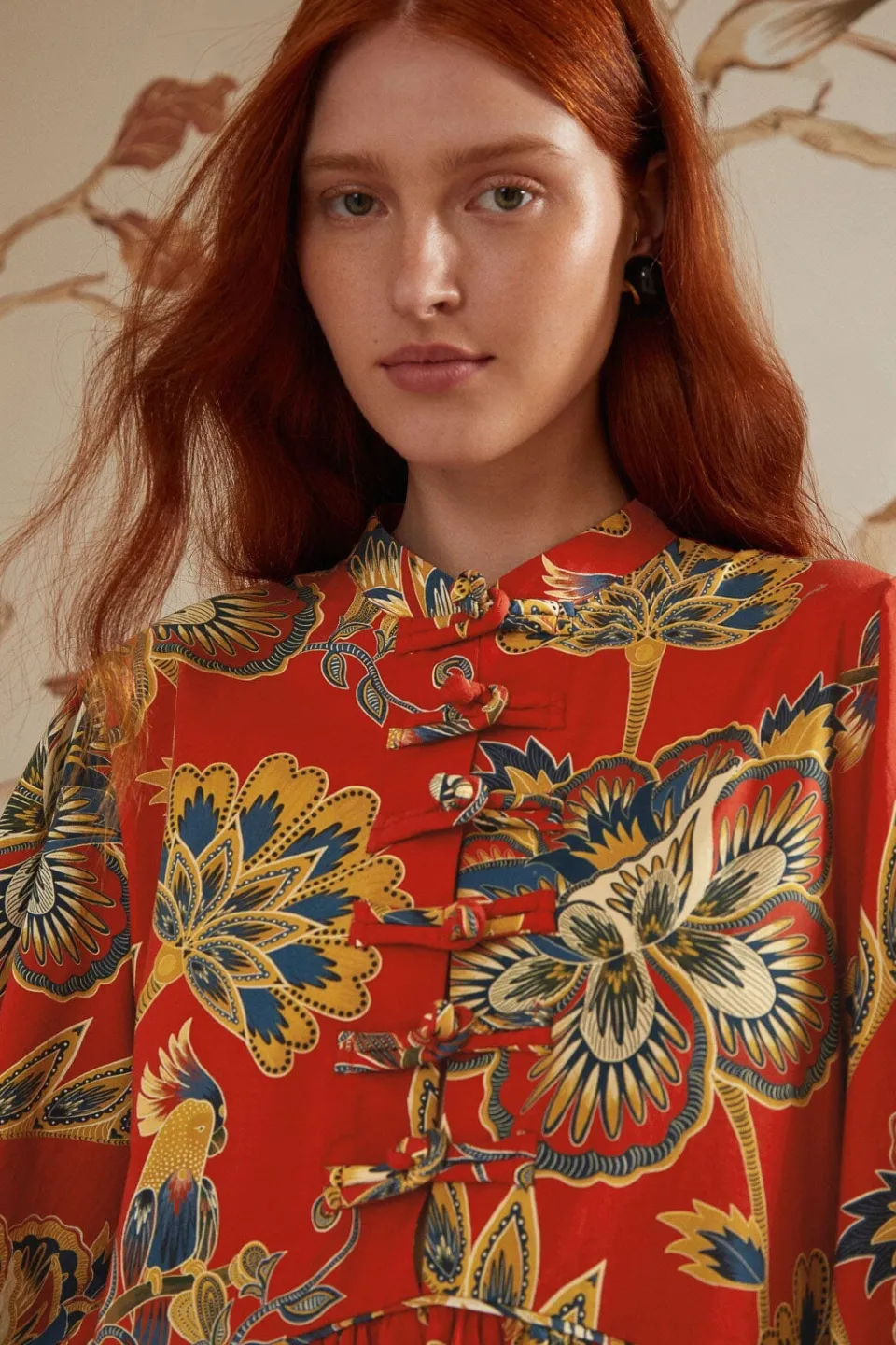FARM Rio Robes Courtes<Robe mini à manches longues et imprimé floral rouge